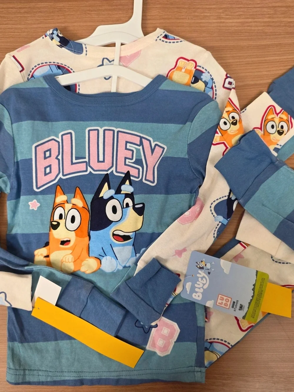 Size 6 Bluey Cream Long-Sleeve Pajama Top for Kids 4pc Set